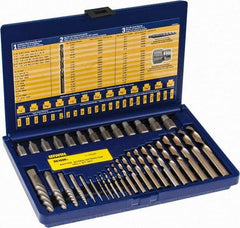 Irwin Hanson - 35 Piece Spiral Flute Screw Extractor & Drill Set - Screw Range 1/8 to 1/2" - USA Tool & Supply