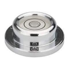 Geier & Bluhm, Inc. - 1-7/16 Inch Base Diameter x 0.52 Inch Overall Height, 2 Circles, Brass Bull's Eye Circular Level - 7.00mm Vial Diameter, 3/4 Inch Inner Diameter, 0.12 Inch Mounting Hole Diameter, 24 min Sensitivity, -40 to 165°F - USA Tool & Supply