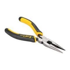 Stanley - 6-1/2" OAL, 2" Jaw Length x 11/16" Jaw Width, Long Nose Side Cutting Pliers - Serrated Jaw, Standard Head, Bi-Material Cushion Grip Handles - USA Tool & Supply