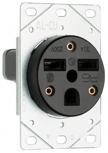 Pass & Seymour - 125 VAC, 20 Amp, 14-20R NEMA Configuration, Brown, Industrial Grade, Self Grounding Single Receptacle - 1 Phase, 3 Poles, 4 Wire, Flush Mount - USA Tool & Supply