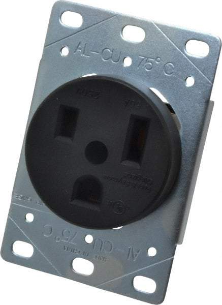 Pass & Seymour - 250 VAC, 50 Amp, 6-50R NEMA Configuration, Brown, Industrial Grade, Self Grounding Single Receptacle - 1 Phase, 2 Poles, 3 Wire, Flush Mount - USA Tool & Supply