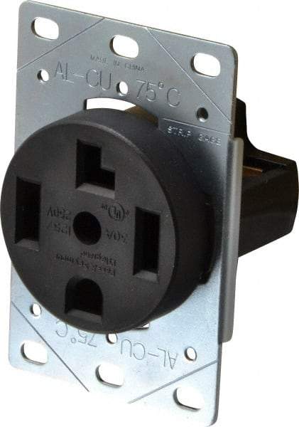 Pass & Seymour - 125/250 VAC, 30 Amp, 14-30R NEMA Configuration, Brown, Industrial Grade, Self Grounding Single Receptacle - 1 Phase, 3 Poles, 4 Wire, Flush Mount - USA Tool & Supply