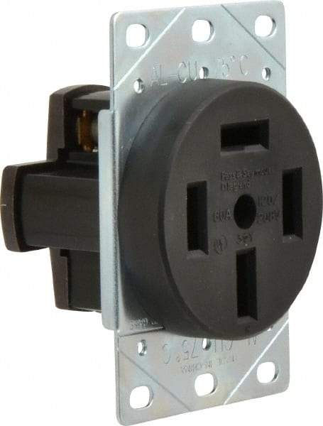 Pass & Seymour - 120/208 VAC, 60 Amp, 18-60R NEMA Configuration, Brown, Industrial Grade, Ungrounded Single Receptacle - 1 Phase, 4 Poles, 4 Wire, Flush Mount - USA Tool & Supply