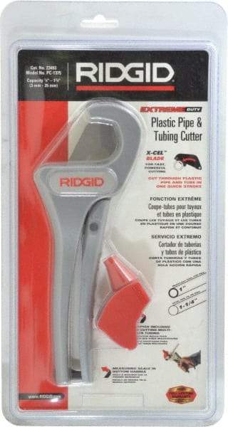 Ridgid - 1/8" to 1-3/8" Pipe Capacity, Single Stroke Cutter - Cuts Plastic, Rubber, PVC, CPVC - USA Tool & Supply