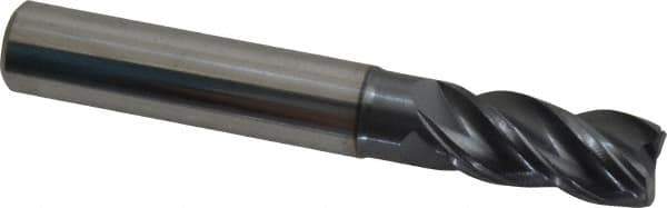 Iscar - 1/2", 4 Flute, Solid Carbide, Corner Chamfer End Mill - 3-1/2" OAL, 1" LOC - USA Tool & Supply