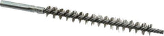 Schaefer Brush - 3" Brush Length, 5/16" Diam, Double Stem, Single Spiral Tube Brush - 4-1/2" Long, Stainless Steel, 8-32 Female Connection - USA Tool & Supply