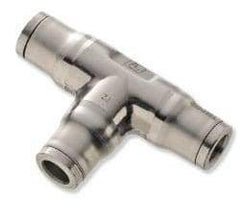 Legris - 10mm Outside Diam, Stainless Steel Push-to-Connect Union Tee - 435 Max psi, Tube to Tube Connection, FKM O-Ring - USA Tool & Supply