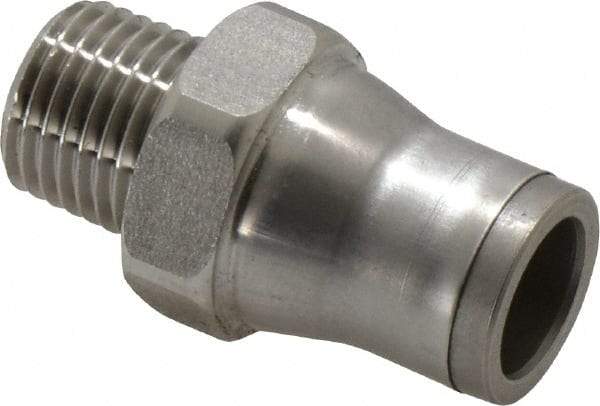 Legris - 10mm Outside Diam, 1/4 BSPT, Stainless Steel Push-to-Connect Male Connector - 435 Max psi, Tube to Male BSPT Connection, FKM O-Ring - USA Tool & Supply