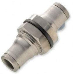 Legris - 12mm Outside Diam, Stainless Steel Push-to-Connect Bulkhead Union - 435 Max psi, FKM O-Ring, Tube to Tube - USA Tool & Supply