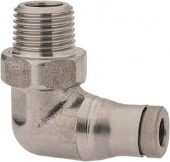 Legris - 4mm Outside Diam, 1/8 BSPT, Stainless Steel Push-to-Connect Male Elbow - 290 Max psi, Tube to Male BSPT Connection, FKM O-Ring - USA Tool & Supply