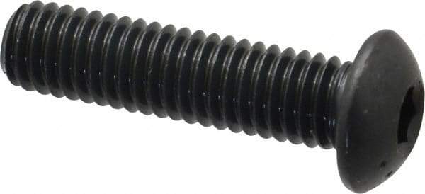 Made in USA - 3/8-16 UNC Hex Socket Drive, Button Screw - Alloy Steel, Black Oxide Finish, Fully Threaded, 1-1/2" Length Under Head - USA Tool & Supply