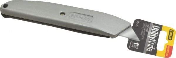 Stanley - Retractable Utility Knife - 2-7/16" Blade, Grey Zinc/Plastic Handle, 1 Blade Included - USA Tool & Supply