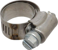 IDEAL TRIDON - SAE Size 6, 1/2 to 7/8" Diam, Stainless Steel Shielded Worm Drive Clamp - Material Grade 201, Series 613 - USA Tool & Supply