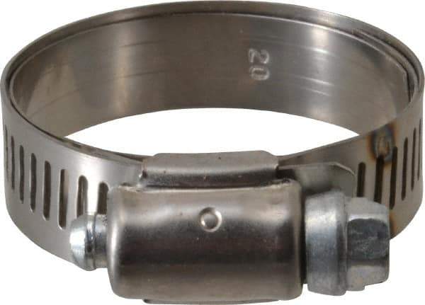 IDEAL TRIDON - SAE Size 20, 1 to 1-3/4" Diam, Stainless Steel Shielded Worm Drive Clamp - Material Grade 201, Series 613 - USA Tool & Supply