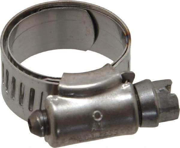 IDEAL TRIDON - SAE Size 8, 5/8 to 1" Diam, Stainless Steel Shielded Worm Drive Clamp - Material Grade 301, Series 615 - USA Tool & Supply