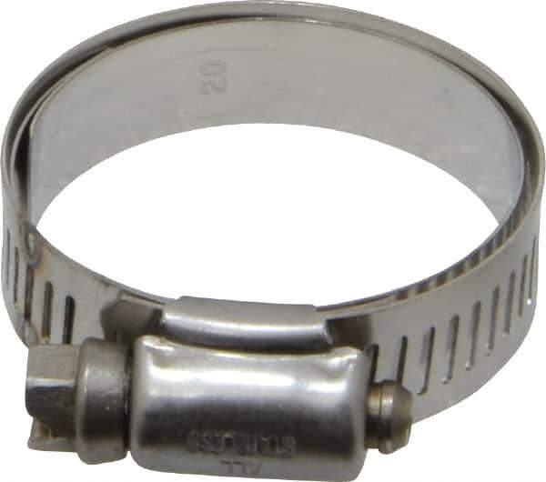 IDEAL TRIDON - SAE Size 20, 1 to 1-3/4" Diam, Stainless Steel Shielded Worm Drive Clamp - Material Grade 301, Series 615 - USA Tool & Supply