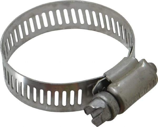 IDEAL TRIDON - SAE Size 20, 3/4 to 1-3/4" Diam, Stainless Steel Worm Drive Clamp - 1/2" Wide, Material Grade 201, Series 611 - USA Tool & Supply