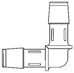 Made in USA - 1/8" Barb, Polypropylene Single Barbed Tube Elbow - Natural - USA Tool & Supply