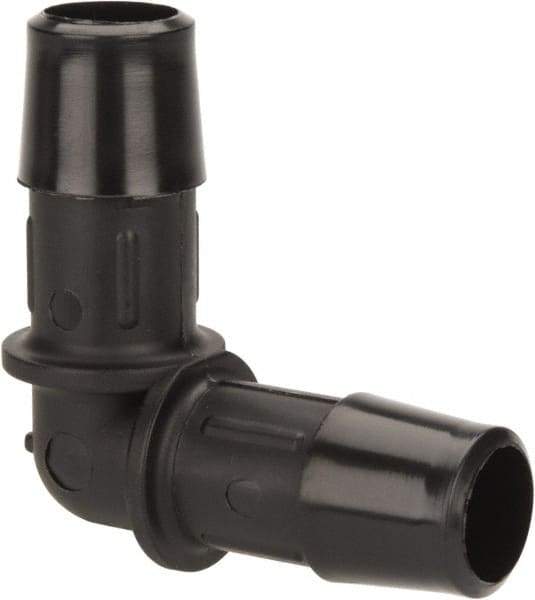 Made in USA - 1/2" Barb, Nylon Single Barbed Tube Elbow - Black - USA Tool & Supply