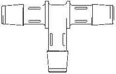 Made in USA - 5/8" Barb, Polypropylene Single Barbed Tube Tee - Natural - USA Tool & Supply