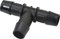 Made in USA - 5/8" Barb, Nylon Single Barbed Tube Tee - Black - USA Tool & Supply