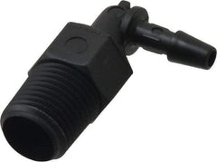 Made in USA - 1/8" Barb, 1/8, Nylon Single Barbed Tube Elbow - Black, Male - USA Tool & Supply