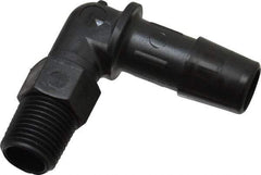 Made in USA - 3/8" Barb, 3/8, Nylon Single Barbed Tube Elbow - Black, Male - USA Tool & Supply
