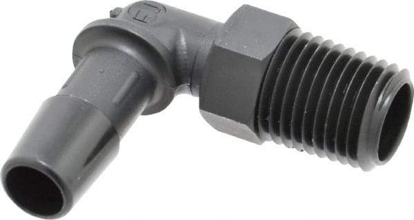 Made in USA - 3/8" Barb, 3/8, Nylon Single Barbed Tube Elbow - Black, Male - USA Tool & Supply