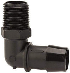 Made in USA - 3/4" Barb, 3/4, Nylon Single Barbed Tube Elbow - Black, Male - USA Tool & Supply