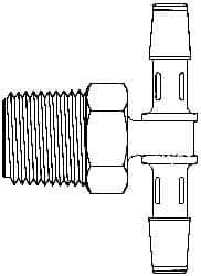 Made in USA - 3/8" Barb, 3/8, Kynar Single Barbed Tube Branch Tee - Natural, Male - USA Tool & Supply