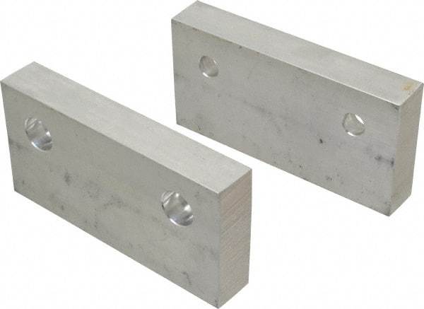 Gibraltar - 6" Wide x 3" High x 1" Thick, Flat/No Step Vise Jaw - Soft, Aluminum, Fixed Jaw, Compatible with 6" Vises - USA Tool & Supply