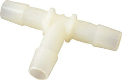 Made in USA - 3/8" Barb, Nylon Single Barbed Tube Tee - Natural - USA Tool & Supply