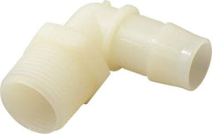 Made in USA - 3/4" Barb, 3/4, Nylon Single Barbed Tube Elbow - Natural, Male - USA Tool & Supply