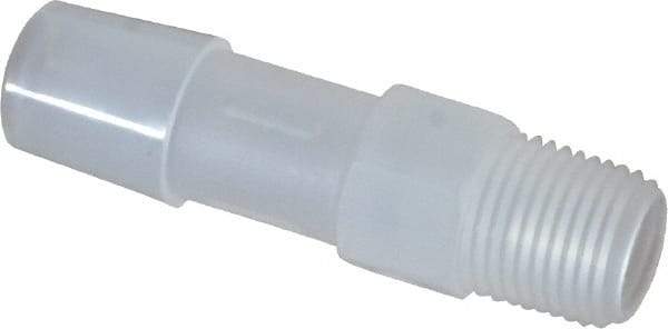 Made in USA - 3/8" Barb, 3/8, Polypropylene Single Barbed Tube Adapter - Natural, Male - USA Tool & Supply
