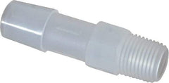 Made in USA - 3/8" Barb, 3/8, Polypropylene Single Barbed Tube Adapter - Natural, Male - USA Tool & Supply