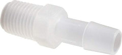 Made in USA - 3/8" Barb, 3/8, Polypropylene Single Barbed Tube Adapter - Natural, Male - USA Tool & Supply