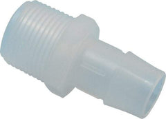 Made in USA - 3/4" Barb, 3/4, Polypropylene Single Barbed Tube Adapter - Natural, Male - USA Tool & Supply