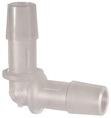 Made in USA - 3/8" Barb, Polypropylene Single Barbed Tube Elbow - Natural - USA Tool & Supply
