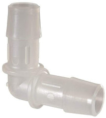 Made in USA - 1/2" Barb, Polypropylene Single Barbed Tube Elbow - Natural - USA Tool & Supply
