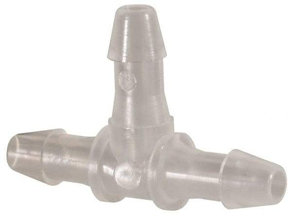 Made in USA - 3/32" Barb, Polypropylene Single Barbed Tube Tee - Natural - USA Tool & Supply