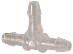 Made in USA - 3/32" Barb, Polypropylene Single Barbed Tube Tee - Natural - USA Tool & Supply