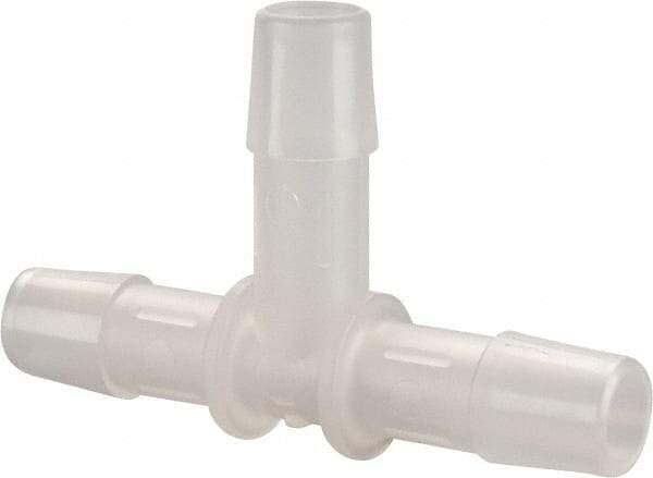 Made in USA - 3/8" Barb, Polypropylene Single Barbed Tube Tee - Natural - USA Tool & Supply