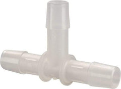 Made in USA - 3/8" Barb, Polypropylene Single Barbed Tube Tee - Natural - USA Tool & Supply