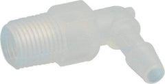 Made in USA - 3/16" Barb, 3/16, Polypropylene Single Barbed Tube Elbow - Natural, Male - USA Tool & Supply