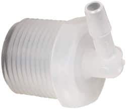 Made in USA - 1/4" Barb, 1/4, Polypropylene Single Barbed Tube Elbow - Natural, Male - USA Tool & Supply
