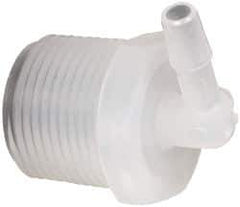 Made in USA - 1/4" Barb, 1/4, Polypropylene Single Barbed Tube Elbow - Natural, Male - USA Tool & Supply