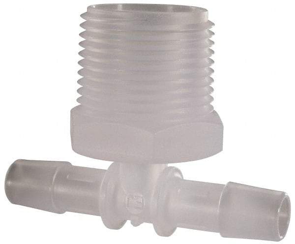 Made in USA - 3/8" Barb, 3/8, Polypropylene Single Barbed Tube Branch Tee - Natural, Male - USA Tool & Supply