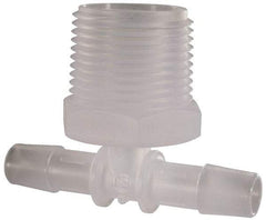 Made in USA - 3/8" Barb, 3/8, Polypropylene Single Barbed Tube Branch Tee - Natural, Male - USA Tool & Supply