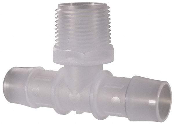 Made in USA - 3/4" Barb, 3/4, Polypropylene Single Barbed Tube Branch Tee - Natural, Male - USA Tool & Supply