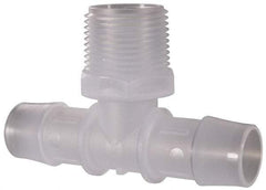 Made in USA - 3/4" Barb, 3/4, Polypropylene Single Barbed Tube Branch Tee - Natural, Male - USA Tool & Supply